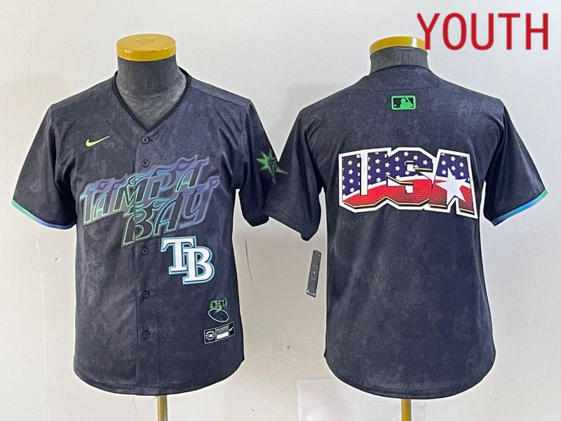 Youth Tampa Bay Rays Blank Nike MLB Limited City Connect Black 2024 Jersey style 5->youth mlb jersey->Youth Jersey